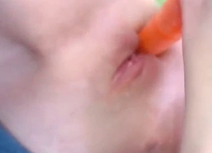 Kitchen play scene with a sexed-up black dog